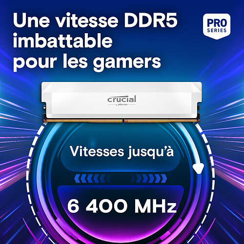 Crucial Pro DDR5 Overclocking 64 Go (2 x 32 Go) 6400 MHz CL40 Blanc